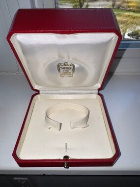 Cartier Cream and Red Presentation Bracelet Box with Cream Cuff